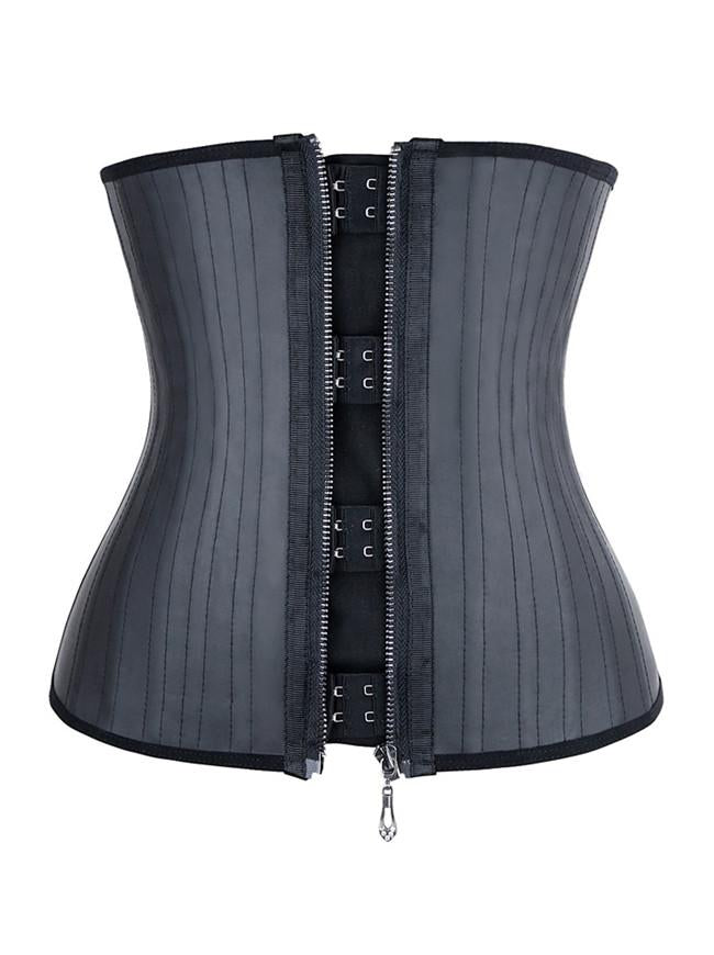 Women's 25 Spiral Steel Boned Latex Waist Training Cincher Underbust Zipper Corset