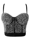 Silver Rivet Bra Top B Cup Dancing Party Bustier Crop Top