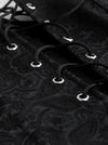 Victorian Gothic Jacquard Boned Wide Straps Lace Up Bustier Vest Corset /Black