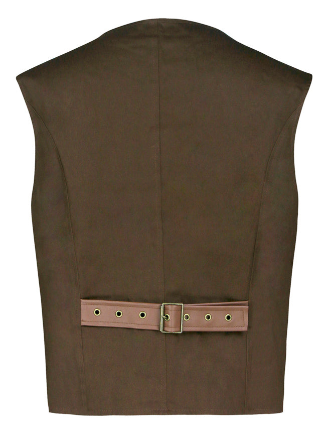 Men's Steampunk Faux Leather Waistcoat Buckles V Neck Vest