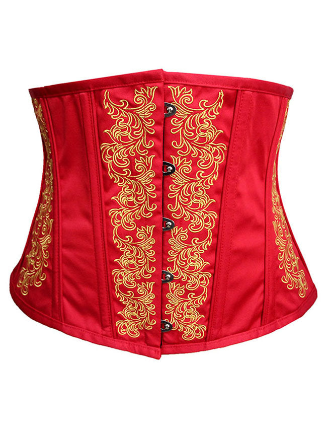 Satin Embroidery Underbust Corset for Women Steel Boned Waist Trainer Corset