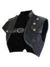 Women's Fashion Steampunk Gothic PU Leather Lace Brocade Corset Shrug Black