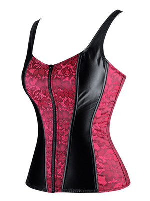 Women's Burlesque Satin Jacquard Shoulder Strap Tank Body Shaper Overbust Corset