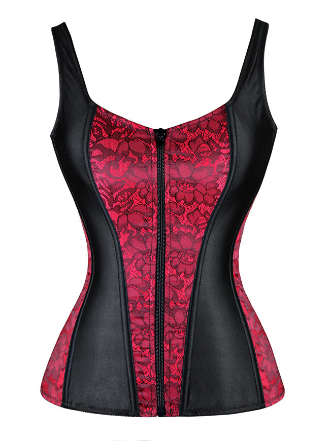 Burlesque Satin Jacquard Shoulder Strap Tank Body Shaper Overbust Corset