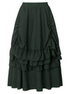 Women Medieval Retro Steampunk Gothic Renaissance Ruffle Layered Pleated Long Bustle Skirt