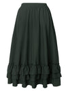 Women Medieval Retro Steampunk Gothic Renaissance Ruffle Layered Pleated Long Bustle Skirt