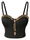 Punk Y2K Rock Bustier Chain Vest Clubwear Party Cami Tube Crop Top Black