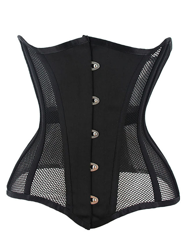 14 Steel Bones See-through Mesh Breathable Lace Up Waist Training Corset