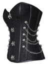 Steampunk Gothic Spiral Steel Boned Brocade Overbust Waist Cincher Corset with Chains