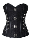 Steampunk Gothic Spiral Steel Boned Brocade Overbust Waist Cincher Corset with Chains