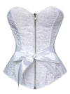 Wedding White Zipper Strapless Plastic Bone Overbust Corset