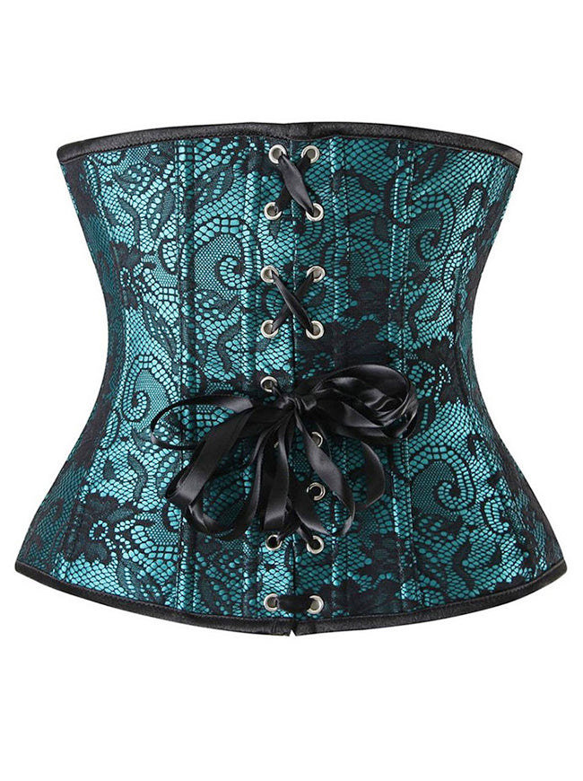 Floral Lace Zipper Closure Underbust Waist Trainer Corset