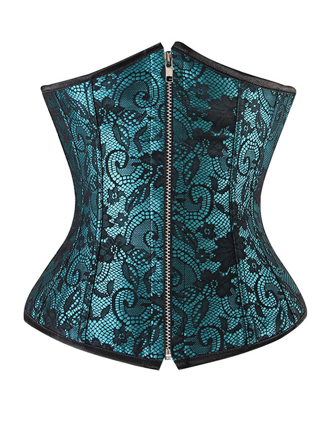 Floral Lace Zipper Closure Underbust Waist Trainer Corset