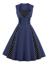 Sexy Sleeveless Casual Cocktail Vintage Dress with Polka Dot Print