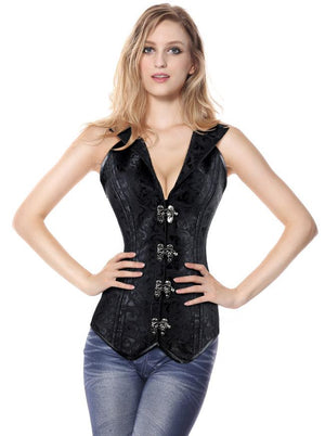 Women's Steampunk Gothic Steel Boned Halter Overbust Corset Vest