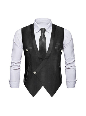 Men's Steampunk Pinstripe Waistcoat V Neck Party Vest