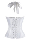 Victorian Satin Halter White Lace Wedding Overbust Corset Top
