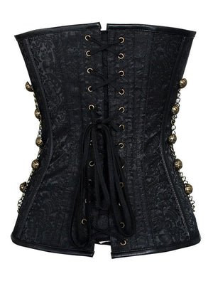 Plus Size Steampunk Gothic Spiral Steel Boned Brocade Waist Cincher Overbust Corset