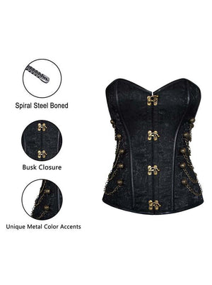 Plus Size Steampunk Gothic Spiral Steel Boned Brocade Waist Cincher Overbust Corset