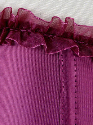 Plus Size Burlesque Vintage Lace Satin Halterneck Purple Bustier Corset