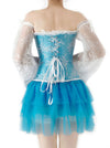 Retro Boned Off-shoulder Lace Overbust Corset with Multi-layered Mesh Tutu Skirt