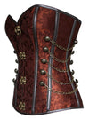 Steampunk Gothic Steel Boned Plus Size Brocade Overbust Corset with Chains