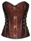 Steampunk Gothic Steel Boned Brocade Overbust Corset with Chains