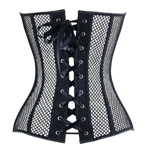 Gothic Punk Sexy Mesh Overbust Corset Bustier Body Shaper for Hourglass Shape