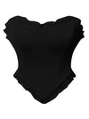 Women's Fashion Strapless Sweetheart Neckline Open Back Lace Up Black Corset Top