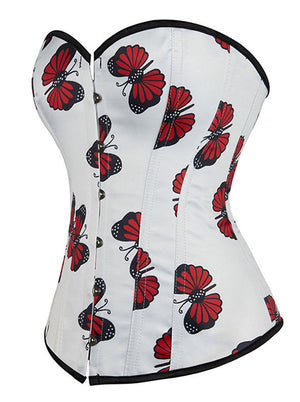 Women's Sexy Strapless Butterfly Print Body Shaper Overbust Corset Top