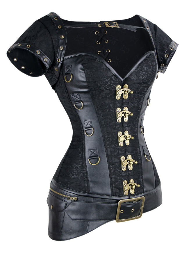 Women's Spiral Steel Boned Goth Retro Overbust Steampunk Bustier Corset