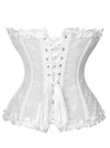 Victorian Burlesque Gothic Floral Mesh Zipper Overbust Bustier Corset For Women White