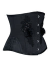 Retro Black Embroidery Bead Flower Busk Closure Waist Shaping Underbust Corset