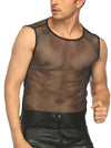 Sleeveless Black Mesh See Through Clubwear Tank Top Vest for Men