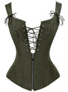 Renaissance Gothic Plus Size Faux Leather Lace Up Zipper Corset Vest