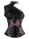 Women's Gothic Punk Steel Boned Leather Overbust Corset with Shrug