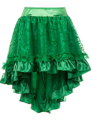 Plus Size Steampunk Gothic Ruffle Floral Organza High Low Party Skirt