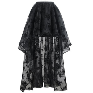 Vintage Victorian Steel Boned Black Corset High-low Organza Skirt Set