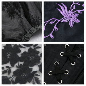 2 Pcs Wonderful Victorian Embroidery Steel Bone Tank Corset & Organza Skirt Set