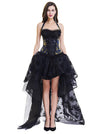 Gothic Halter Jacquard Floral Bustier Corset and Organza High Low Skirt Set