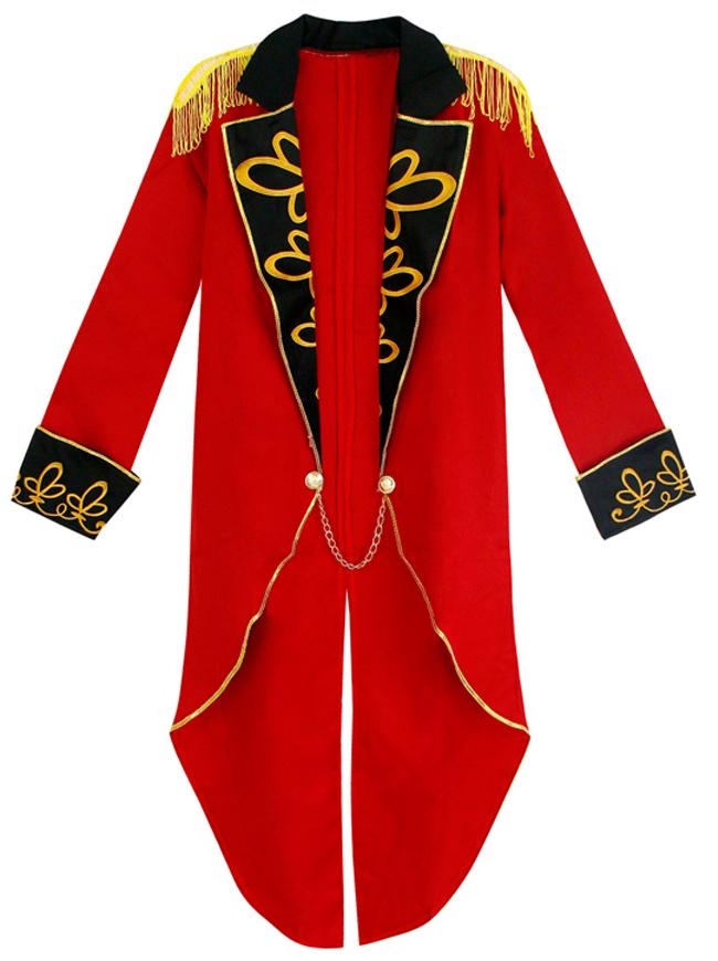 Deluxe Men's Ringmaster Adult Halloween Stage Costume Tailcoat Red/Gold Jacket