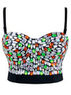 Sweets Multi-color Studded Rhinestone  B Cup Bustier Bra Party Bustier Crop Top