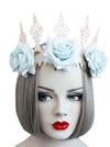 Gothic Victorian Elegant Artificial Flower Crown Headband Wedding Head-wear Jewelry Light Blue
