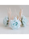 Gothic Victorian Elegant Artificial Flower Crown Headband Wedding Head-wear Jewelry Light Blue