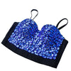 Sweets Blue Studded Rhinestone Push Up B Cup Bustier Bra Party Bustier Crop Top