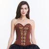 Victorian Brown Vintage Floral Embroidery Steel Boned Corset High-low Skirt Set