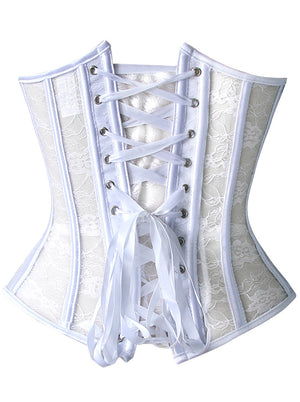 Strapless Lace Front Busk Closure Wedding Overbust Corset Bustiers