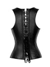Steampunk Faux Leather Steel Boned Black Overbust Corset Vest