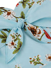 Retro Straps Sweetheart Bowknot Dress Floral Print High Waist A-line Dress