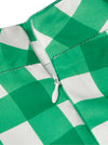 Women's Fashion Vintage Cotton Plaid Ruffle High Waist Swing Midi Skirt Green Skirt